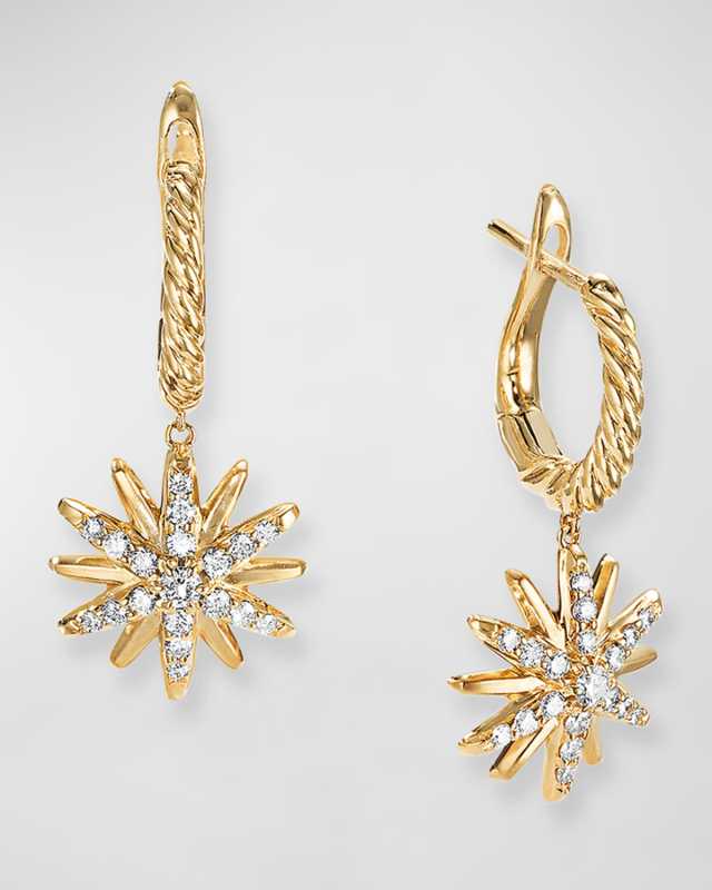 Starburst Drop Earrings in 18k Gold with Diamonds